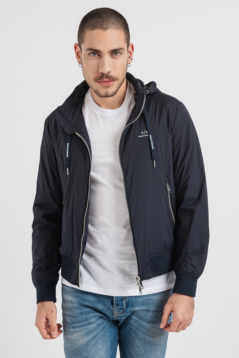 Куртка на молнии с убирающимся капюшоном Armani Exchange, синий