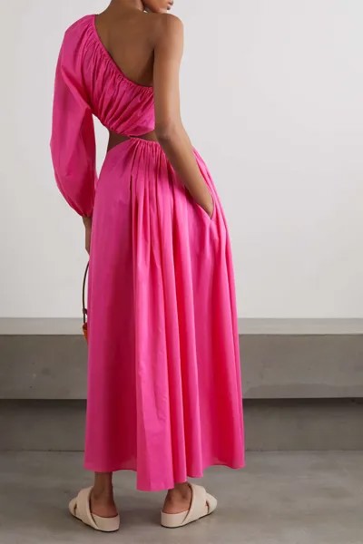 MATTEAU + NET SUSTAIN макси-платье на одно плечо с вырезами из органического хлопка и шелка, розовый