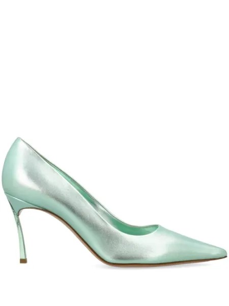Туфли Flash Goldust с эффектом металлик Casadei, зеленые