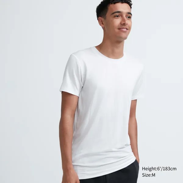 Тепловая футболка HEATTECH с круглым вырезом и короткими рукавами Uniqlo, белый