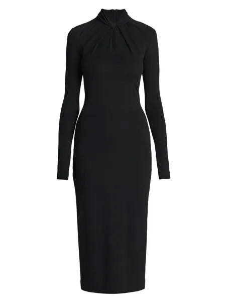 Платье-миди из джерси с перекрученным вырезом Giorgio Armani, черный