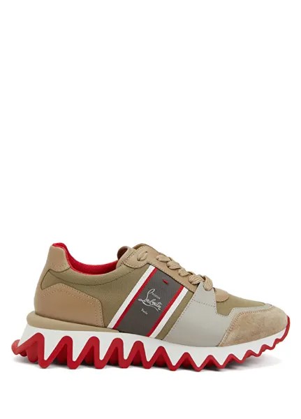 Nastroshark мужские кожаные кроссовки Christian Louboutin, хаки