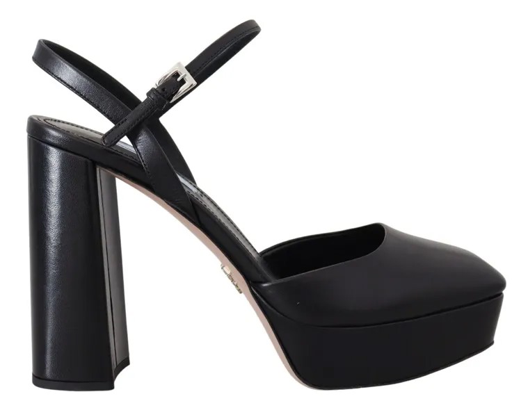 PRADA Shoes Черные лакированные босоножки Capretto на каблуке с ремешком на щиколотке EU38.5 / US8 1200usd