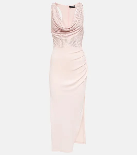 Платье миди с кристаллами David Koma, розовый