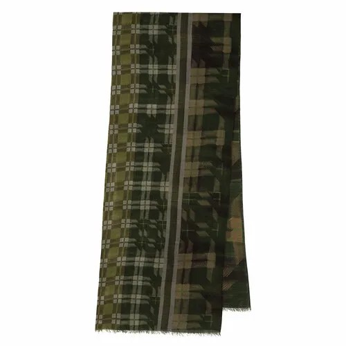 Шарф Павловопосадская платочная мануфактура,190х40 см, one size, зеленый, серый