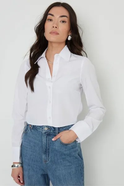 Рубашка из хлопка с укороченным кроем и длинными рукавами Threadbare, белый
