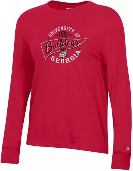 Женская футболка Champion Georgia Bulldogs Red Core с длинным рукавом