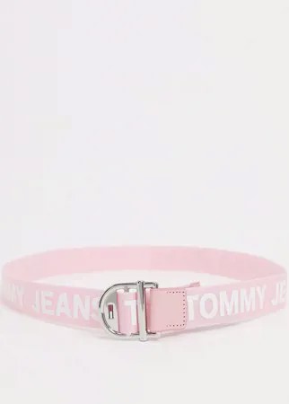 Розовый ремень с логотипом Tommy Jeans