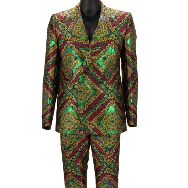 DOLCE - GABBANA Жаккардовый костюм-пиджак с павлином золотистого, зеленого, розового цвета 48 38 M 12709