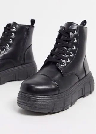 Черные ботинки из искусственной кожи в спортивном стиле Koi Footwear-Черный цвет