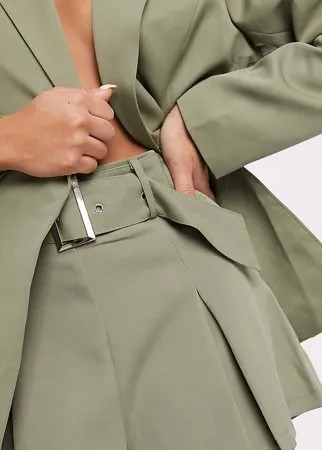 Шорты шалфейно-зеленого цвета с поясом от комплекта Missguided Petite-Зеленый цвет