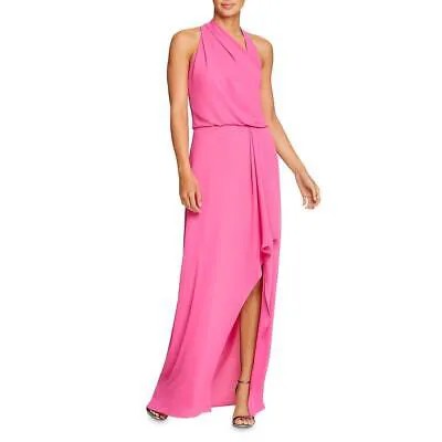 Женское розовое вечернее платье с асимметричным подолом и лямкой на шее Halston 8 BHFO 7020