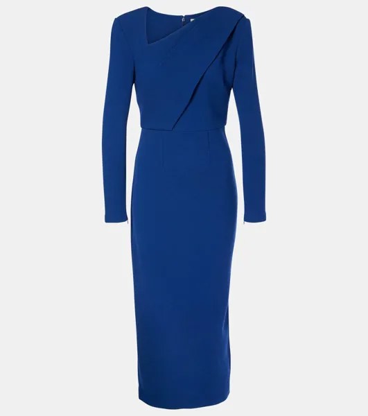 Платье миди из шерстяного крепа Roland Mouret, темно-синий