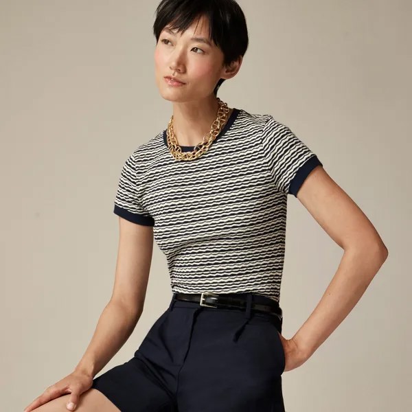 Футболка из жаккардовой смеси хлопка и сечки J.Crew, белый