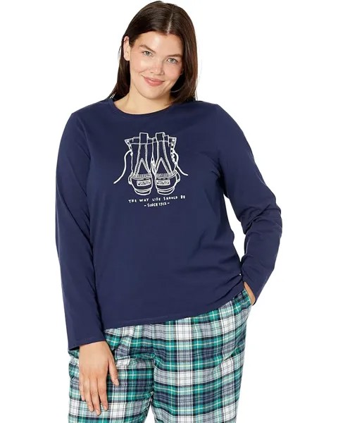 Пижамный комплект L.L.Bean Plus Size Camp Pajama Set, цвет Bright Navy