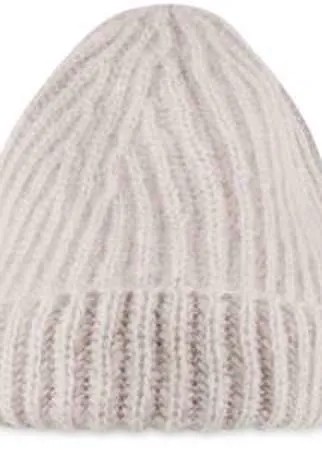 Серая шапка-бини  крупной вязки с широким отворотом. Аксессуар премиальной линии ALLA PUGACHOVA из мохера.