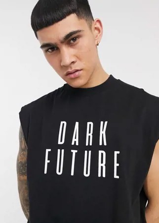 Oversized-майка с логотипом ASOS Dark Future-Черный