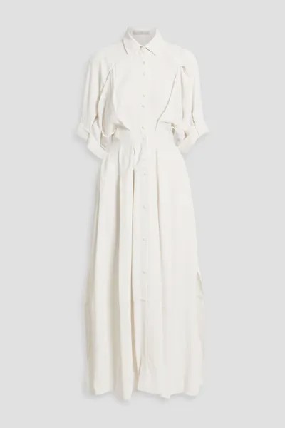 Платье-рубашка макси fil coupé из смесового хлопка Precision Palmer//Harding, слоновая кость