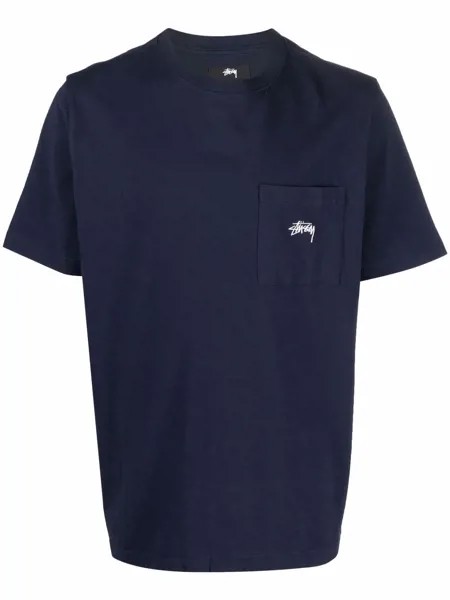 Stussy футболка с карманом и вышитым логотипом