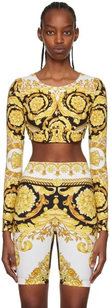 Versace Underwear Белый топ с золотистым принтом