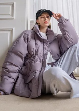 Утепленная куртка на молнии на кулиске
