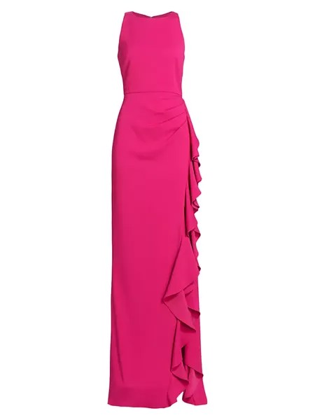 Платье с разрезом и рюшами «Одесса» Badgley Mischka, цвет strawberry