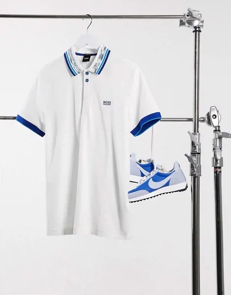 Белое поло с контрастным воротником BOSS Athleisure Paddy 1-Белый