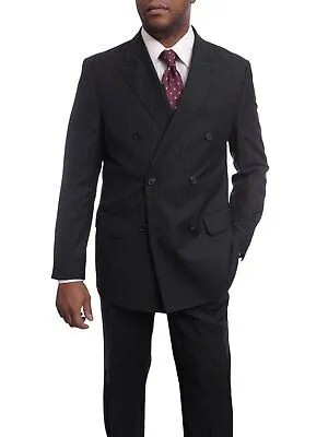 Мужской классический костюм Arthur Black, двубортный шерстяной костюм в черную полоску со складками