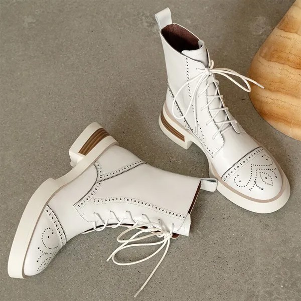 Классические ботинки-броги, стиль дизайнерские женские туфли, женские ботильоны из воловьей кожи на шнуровке