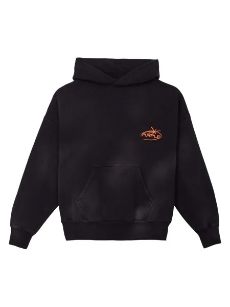 Худи из флиса с логотипом Purple Brand, черный