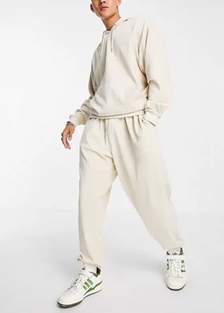 Бежевые велюровые oversized-джоггеры в рубчик от комплекта ASOS DESIGN-Светло-бежевый цвет