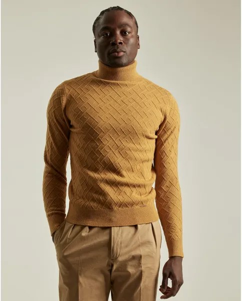 Горчичный мужской свитер с высоким воротником PuroEgo, горчичный