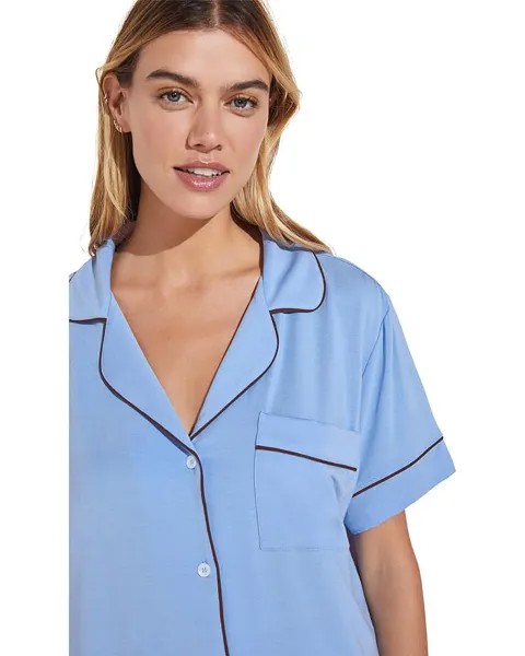 Пижамный комплект Eberjey Gisele Relaxed Short PJ Set, цвет Vista Blue/Java