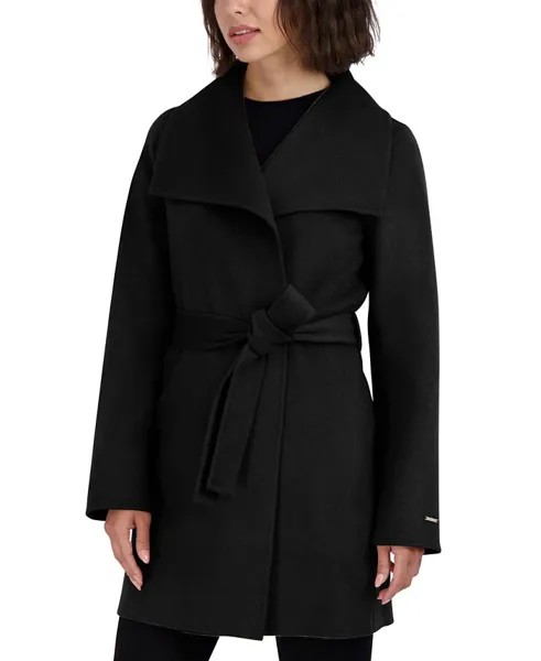 Женское двустороннее пальто с запахом из смесовой шерсти Tahari, цвет Black