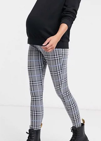 Жаккардовые брюки скинни в клетку ASOS DESIGN Maternity-Многоцветный