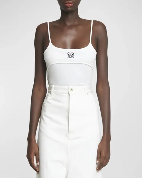 Майка в рубчик с бретелями Anagram Loewe, цвет White