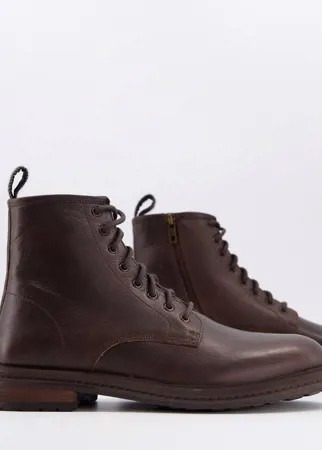 Коричневые кожаные ботинки на шнуровке Walk London Wolf-Коричневый цвет