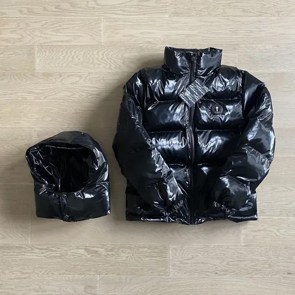 Блестящая Черная мужская куртка трапеция Великобритания Лондон с капюшоном и вышивкой Lrongate пуховик высшего качества 1:1 оригинальная зимняя