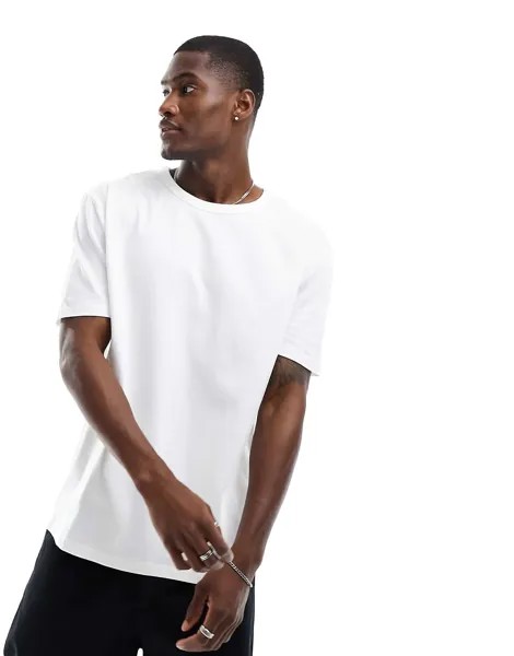 Белая футболка свободного кроя премиум-класса с круглым вырезом ASOS