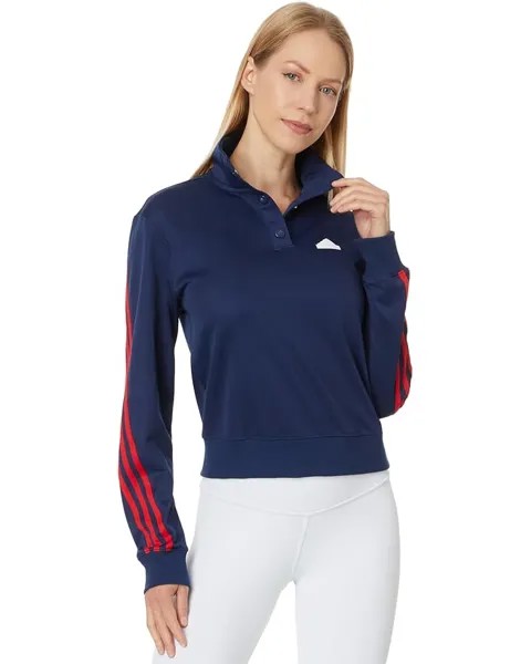 Куртка adidas Iconic Wrapping 3-Stripes Snap Track Jacket, цвет Team Navy Blue/Better Scarlet