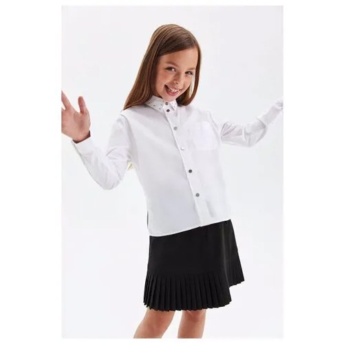 Блузка из хлопка на кнопках, Silver Spoon School, SSFSMG-129-22603-200, Размер 146, Цвет Белый