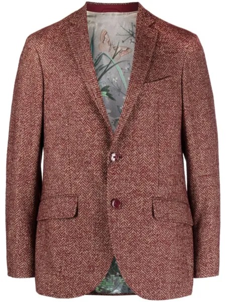 ETRO однобортный пиджак с узором в елочку, красный
