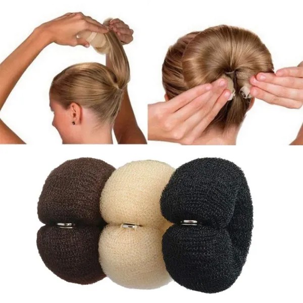Женщины Нейлон Кольцо для волос с пряжкой Сплошной цвет Длинная полоска Форма Пончик Пучок Аксессуары для волос