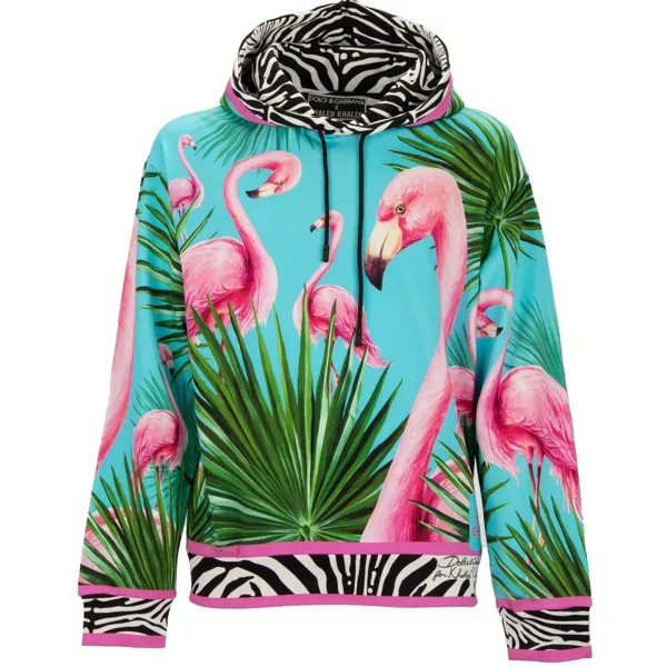 DOLCE - GABBANA x DJ KHALED Толстовка с капюшоном Flamingo Zebra Blue Pink 11362