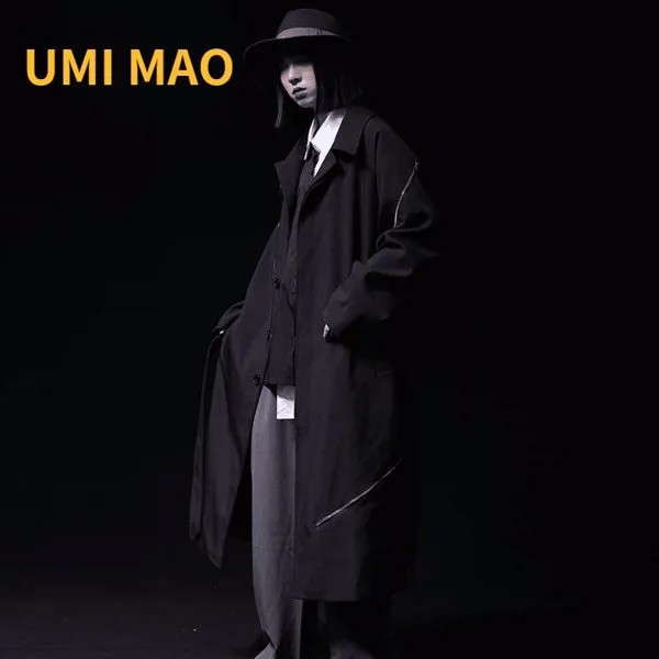 Дизайнерская Осенняя ветровка UMI MAO Yamamoto, средней длины, для мужчин и женщин, японская Талия, выше колена, Женское пальто, куртка Y2K
