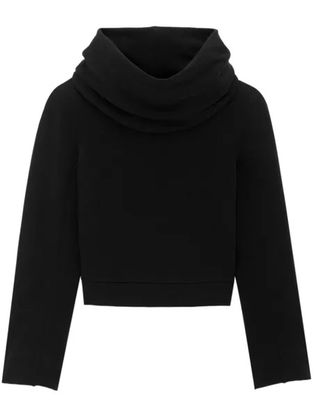 Saint Laurent укороченное худи с драпировкой, черный