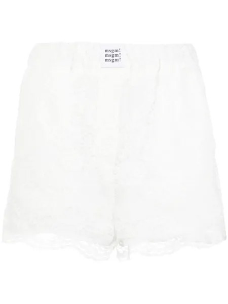 Короткие шорты с кружевными вставками MSGM, белый
