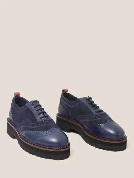 Кожаные туфли-броги на шнуровке White Stuff, темно-синий