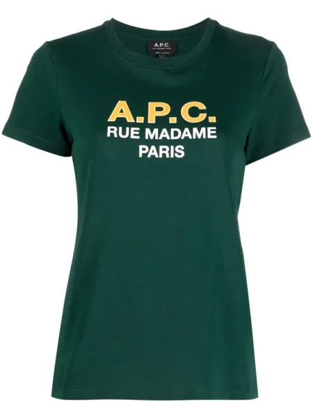 A.P.C. футболка Madame с логотипом, зеленый