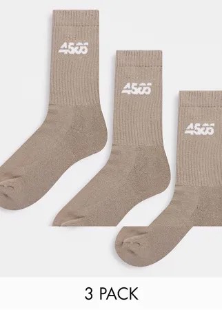 Набор из 3 пар спортивных носков с антибактериальной обработкой ASOS 4505-Светло-бежевый цвет